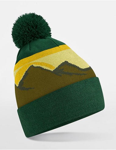 BEE-B395R-Mountain Peaks Pom Pom Beanie